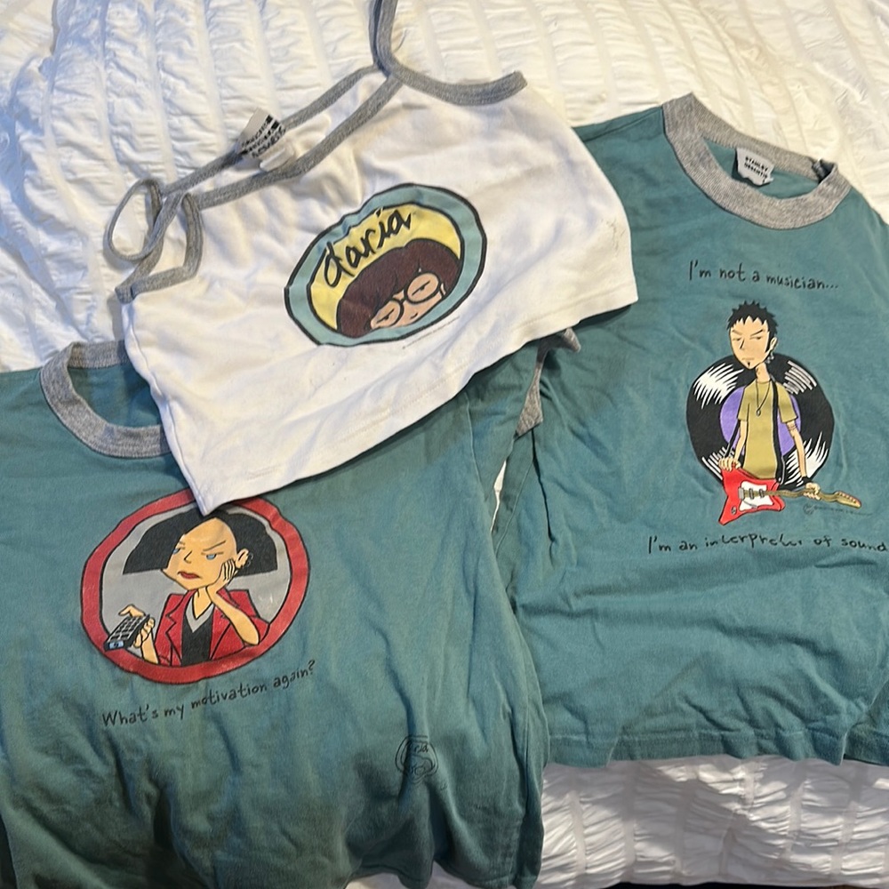 Set of three vintage mtv Daria shirts officially licensed from late 90s